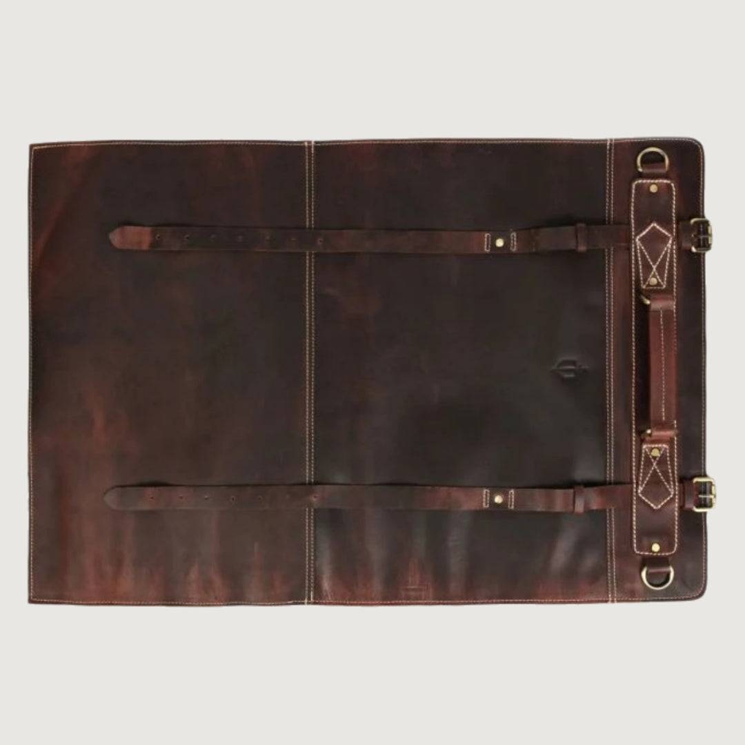 Walnut Brown Classic Leather Chef Knife Roll  10 Slots
