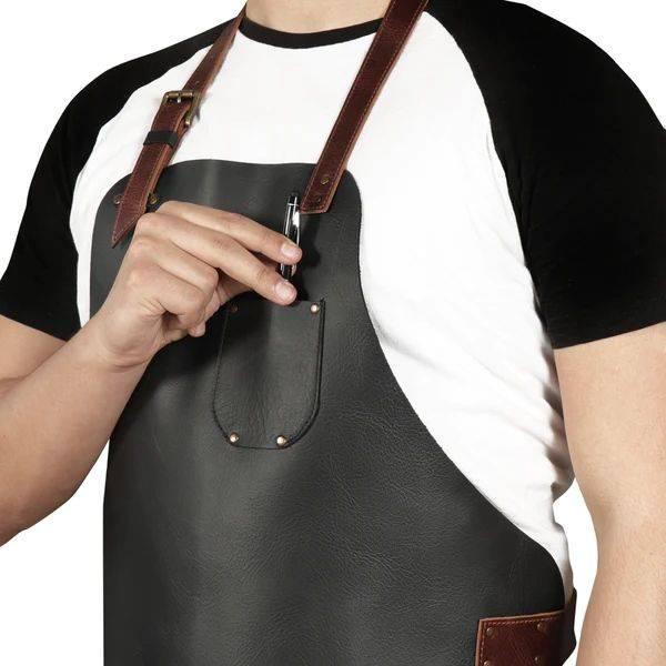 Otto Angelino Top Grain Black Leather Apron