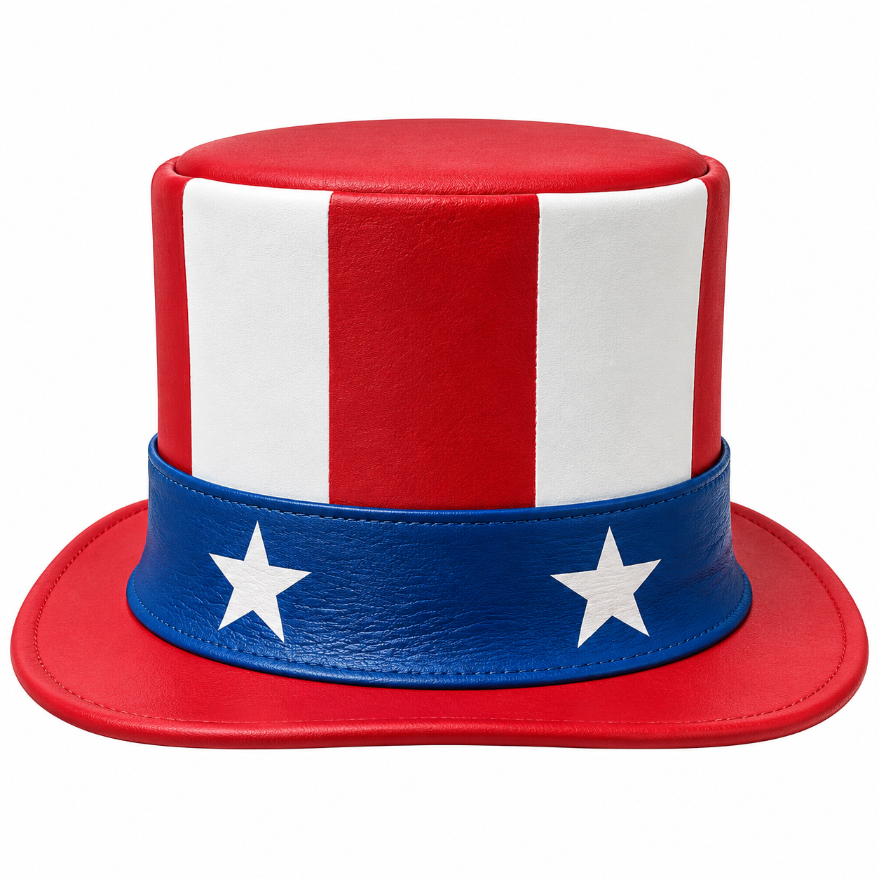 Handmade Leather Top Hat Patriotic USA Flag Style Uncle Sam Inspired Western Hat
