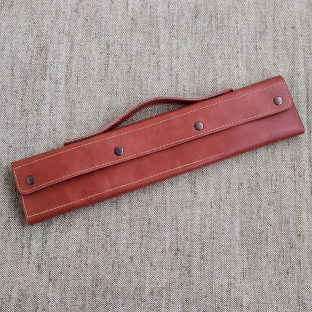 Compact Rich Leather Kitchen Knife Roll