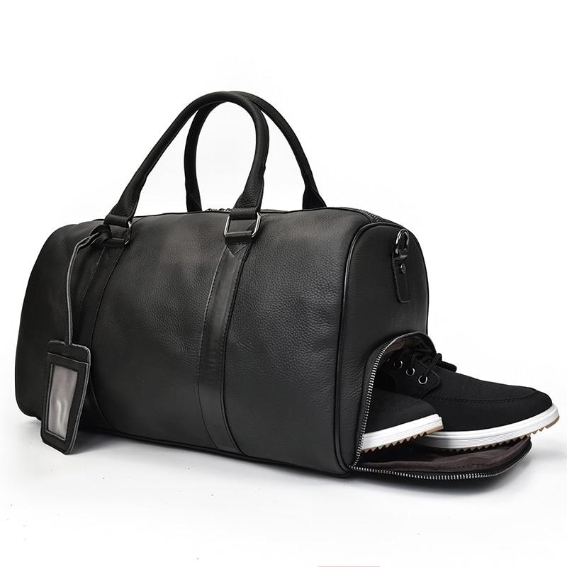 The Weekender  Vintage Leather Duffle Bag black and brown