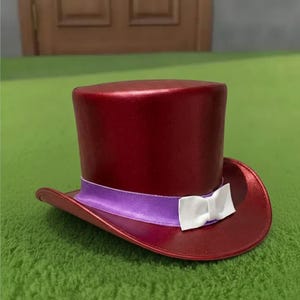 Handmade Red Leather Steampunk Top Hat Gothic Cosplay Fashion Hat For Men Women