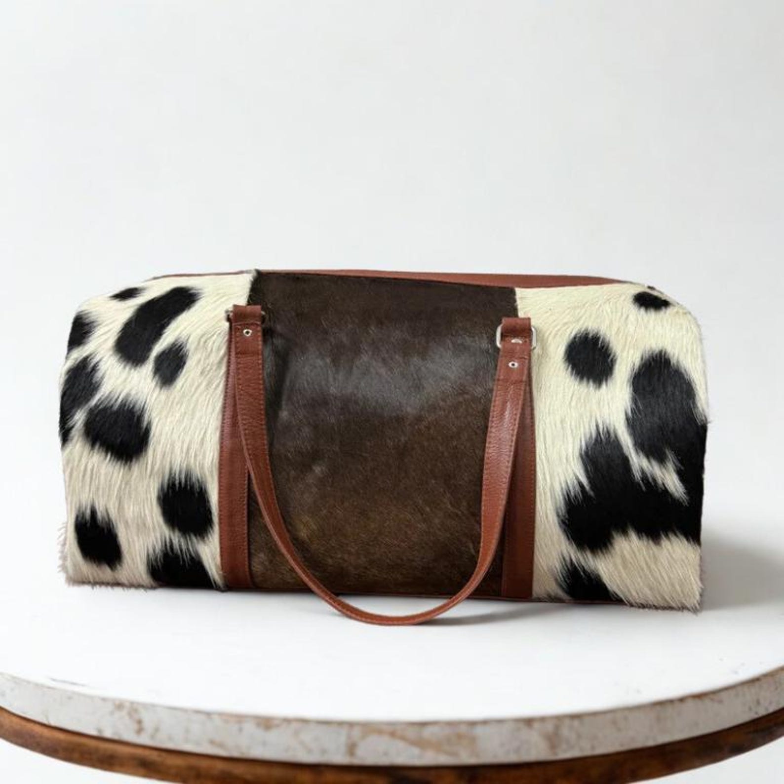 Handmade Hair-On Cowhide Duffel Bag Set