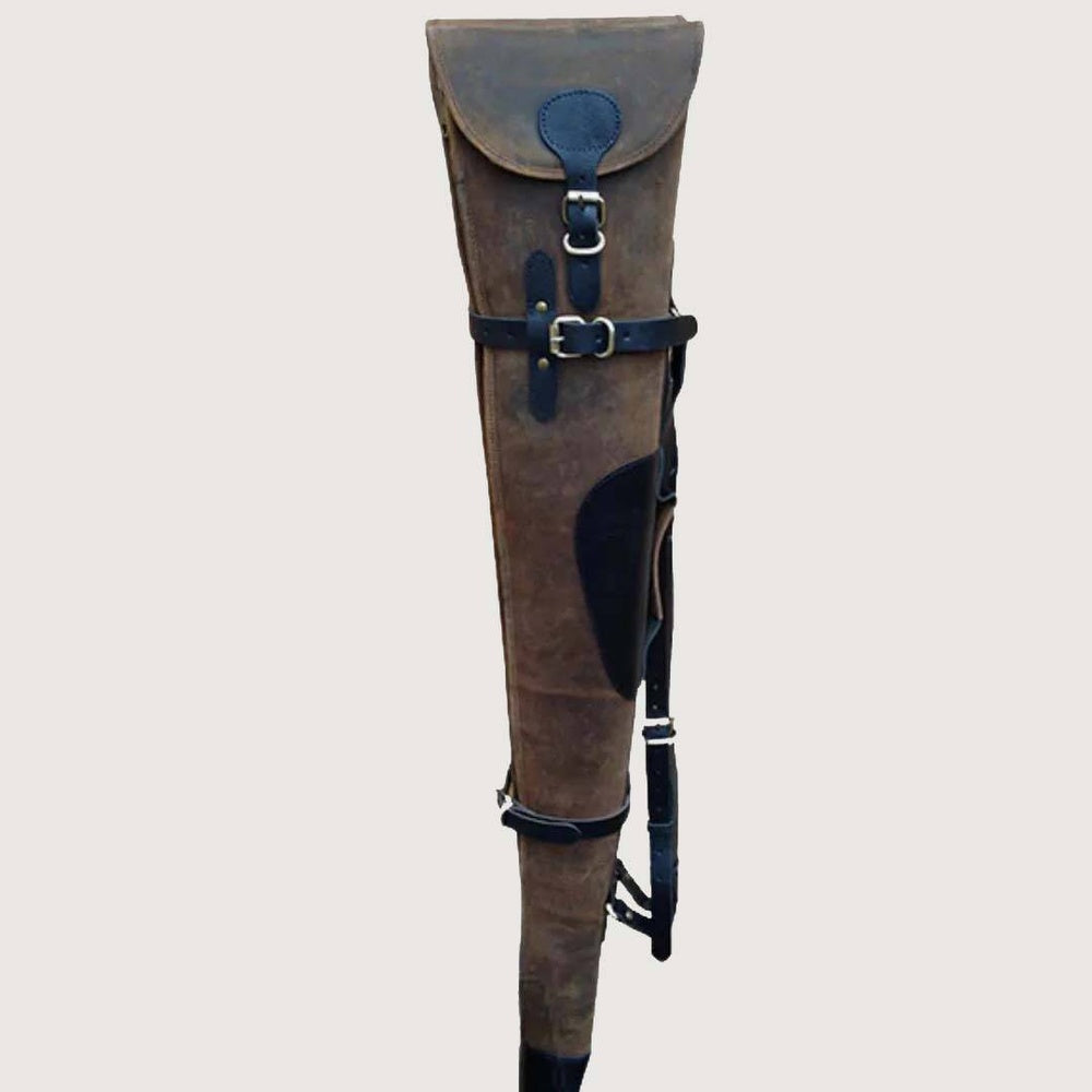 Vintage Distressed Leather Shotgun Slip Case  Padded Design