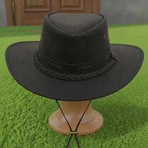 Handmade Genuine Leather Western Cowboy Hat  Unisex Braided Band Detail