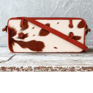 Genuine Cowhide Shoulder Bag  Hair On Leather Western Handbag  Rustic Tote
