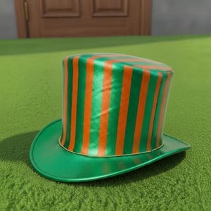 Handmade Green Leather Top Hat Purple Trim Steampunk Festival Cosplay Hat