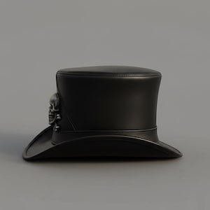 Handmade Mens Skull  Bones emblem Top Leather Hat Design for Festivals Parties