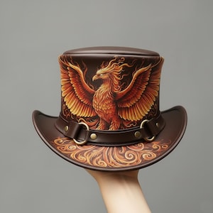 Handmade Leather Top Hat Hand Unisex Fantasy  Steampunk Headwear Steampunk Cosplay