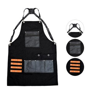 Heavy Duty Work Apron Adjustable Cross Back Multi Tool Pockets