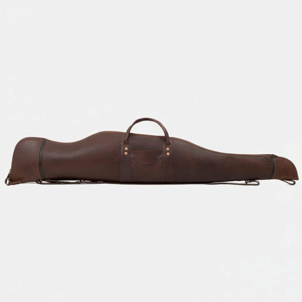 Premium Dark Brown Leather Rifle Case  Heavy Duty Padded Design