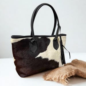 Handmade Hair On Cowhide Tote Bag Western Leather Shoulder Bag