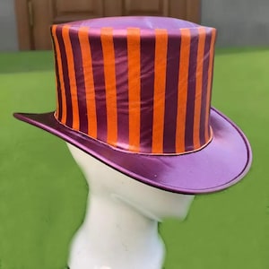 Handmade Purple Striped Top Hat Mad Hatter Circus Ringmaster Steampunk Cosplay