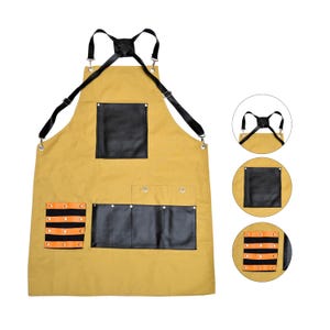 Personalized Chef Apron Cotton Blend Cross Back Straps Tool Pockets