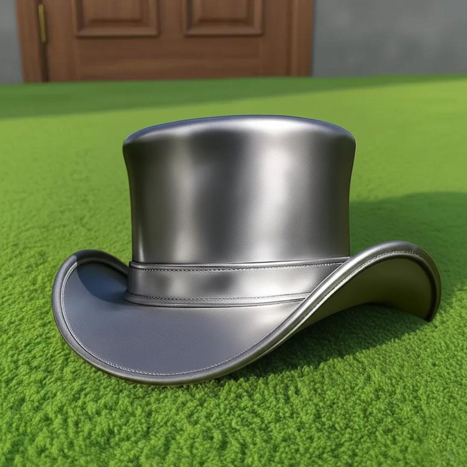 Metallic Silver Leather Top Hat Steampunk Festival Cosplay Accessory