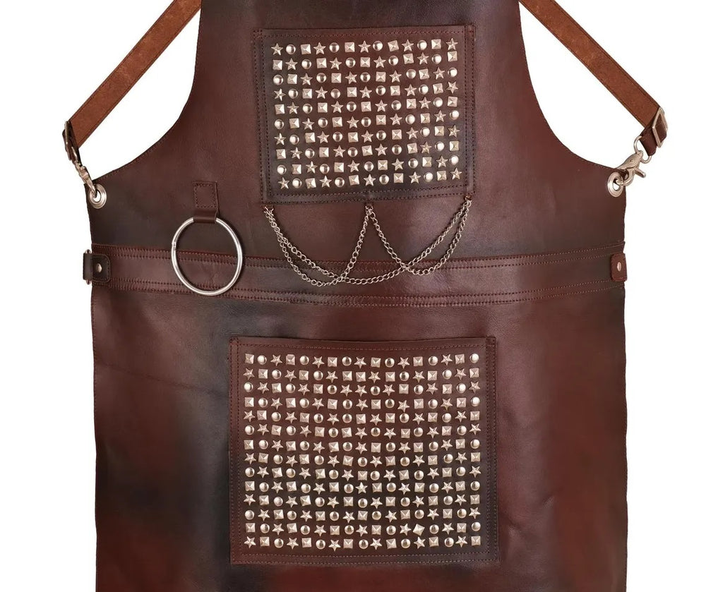 The Berkshire Leather Handmade studded bonded Apron Bartender Apron