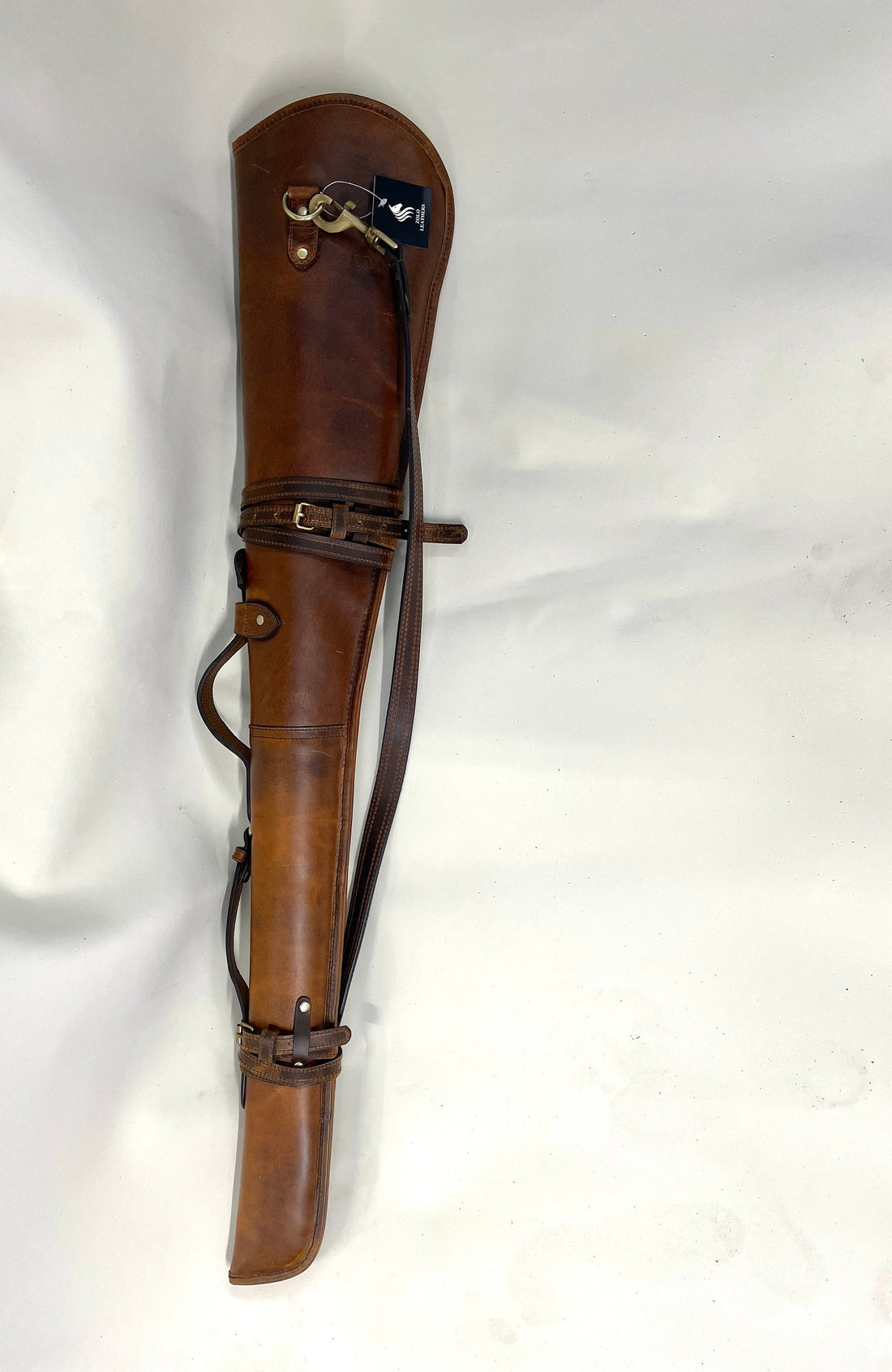 Western Rifle Scabbard  31 to 44 Brown Ombre Leather Scabbard Cover with Fur Lining Carrying Handle Ammo Pockets and Adjustable Strap