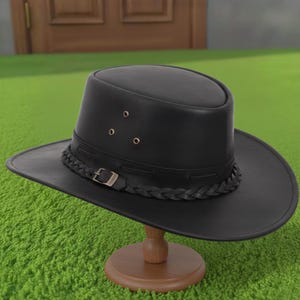 Handmade Genuine Leather Western Cowboy Hat  Unisex Braided Band Detail
