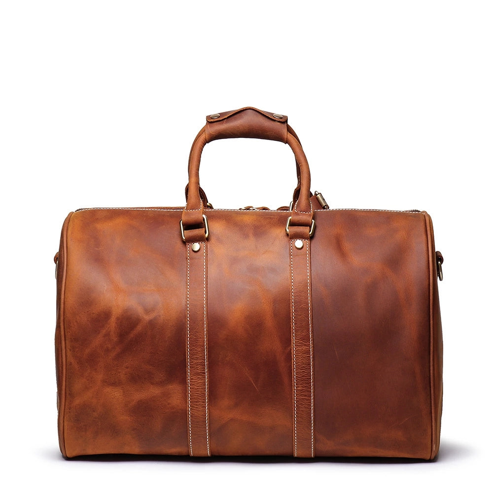 Weekender  Small Leather Duffle Bag black and brown