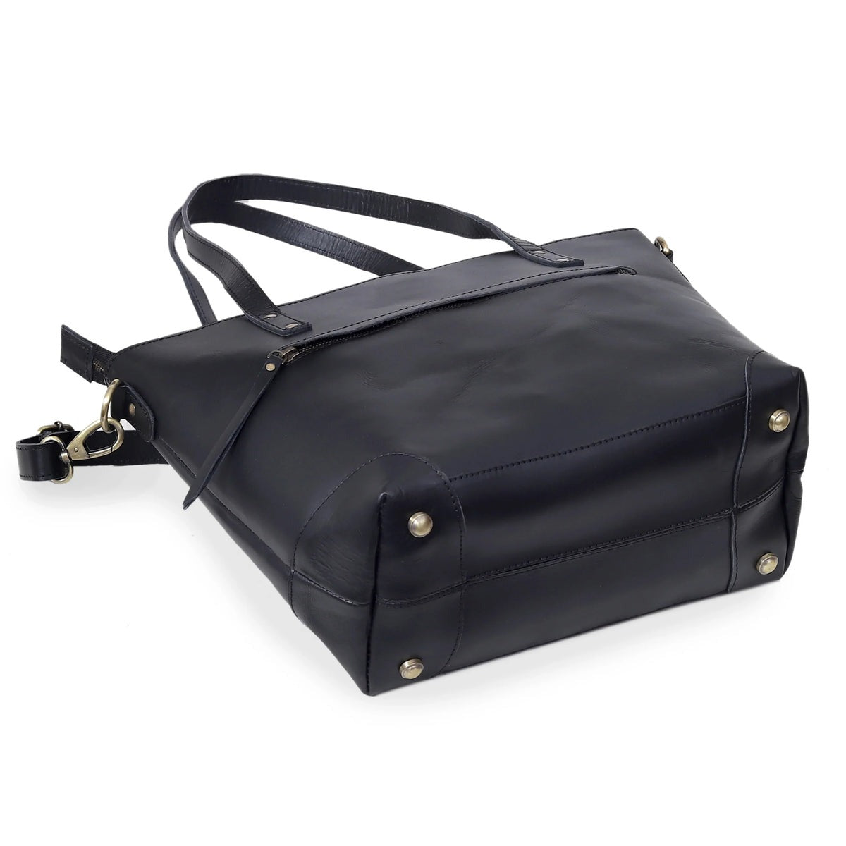 marilyn buffalo leather tote bag-black