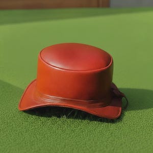 Handmade Brown Leather Top Hat Goth Steampunk Festival Cosplay Costume Party Wear