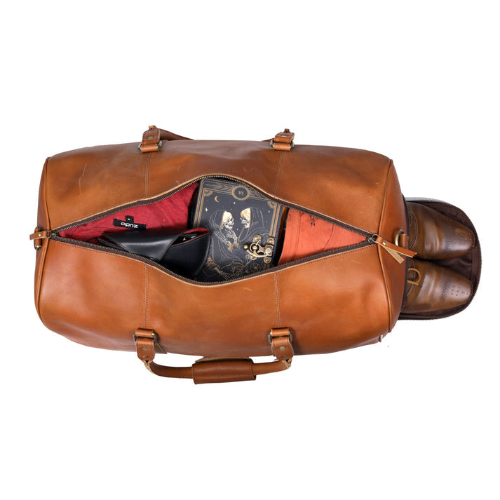 LEATHER DUFFEL BAG FOR MEN  TAN