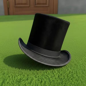 Handmade Black Steampunk Top Hat  Silk Victorian Hat for Men Cosplay Costume