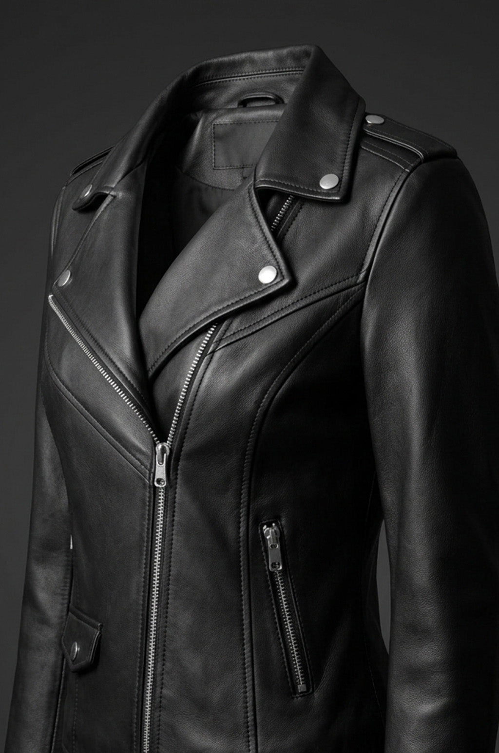 WLJ08 Suede Leather Jackets for Womens Moto Biker Cross Zipper Coat 2 Pockets