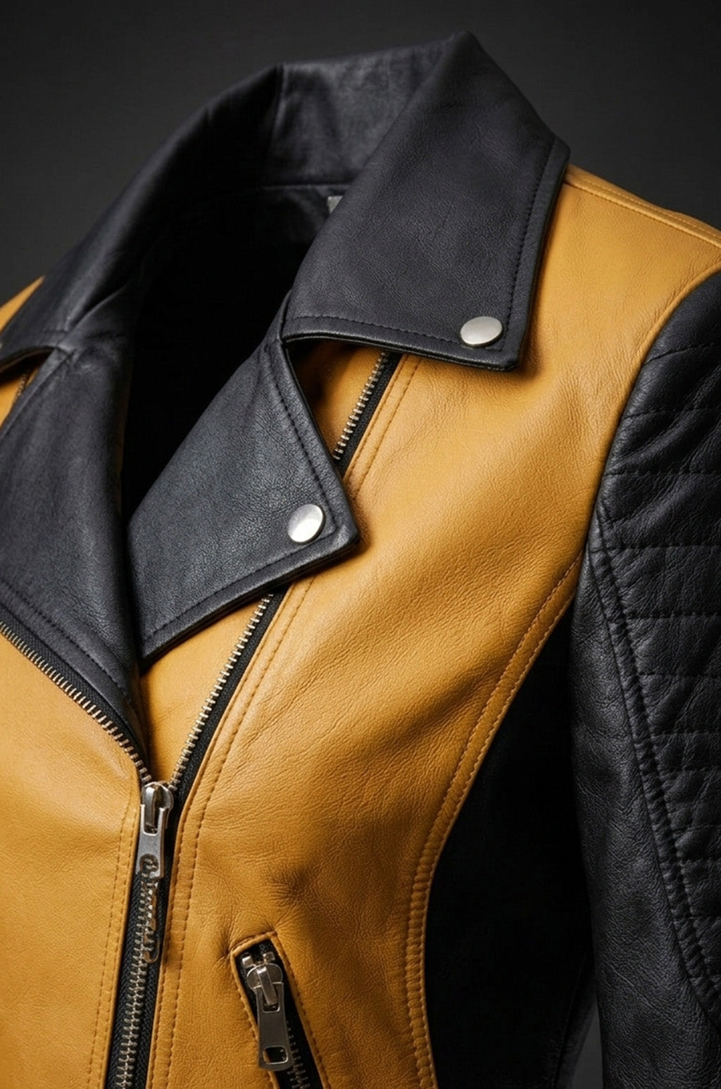 WLJ09 Womens Tanming Real Faux Leather Moto Girls Biker Slim Fit Jacket