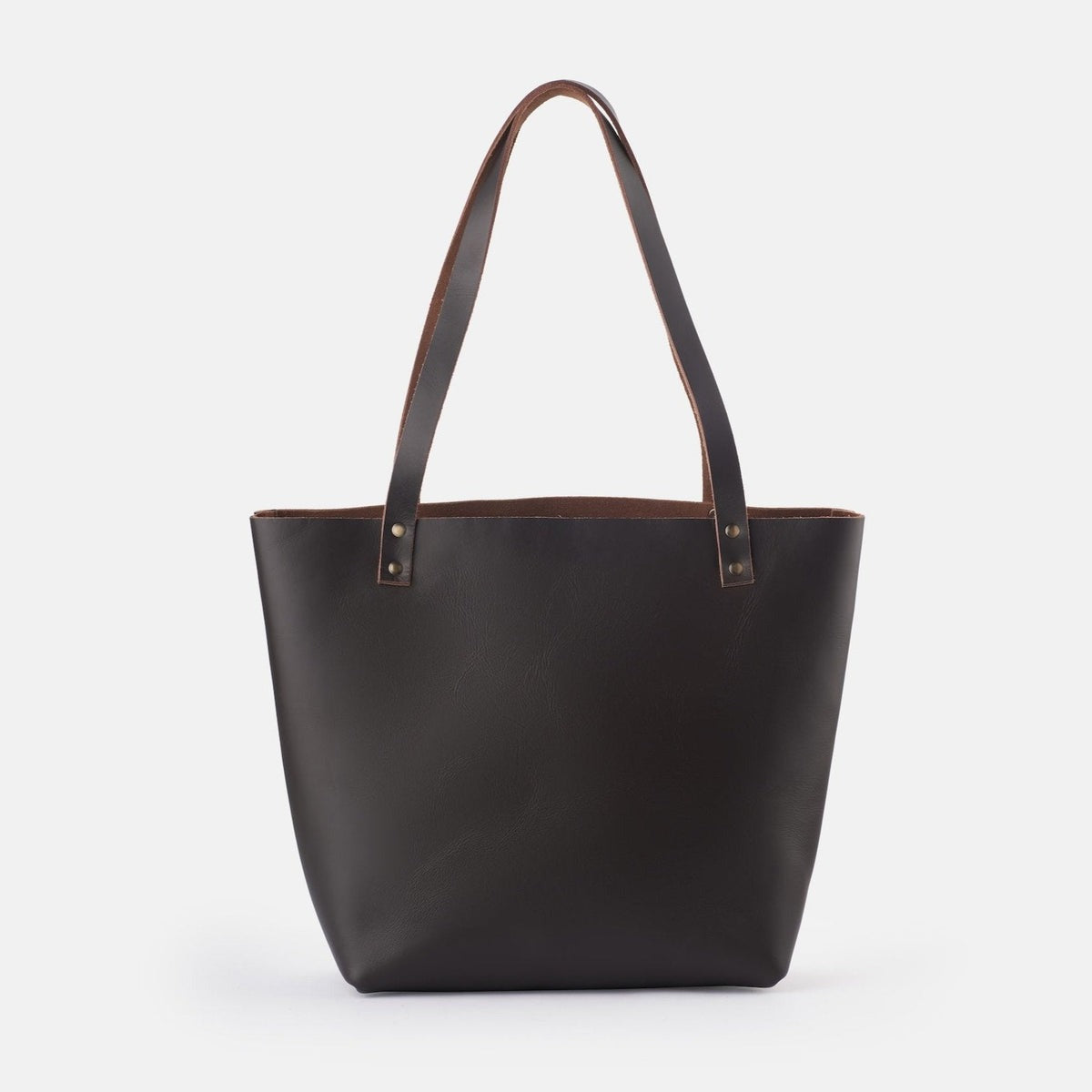 classic leather tote bag - dark brown
