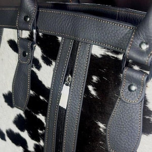 Cowhide Leather Tote Western Hair On Handbag Gift for Her