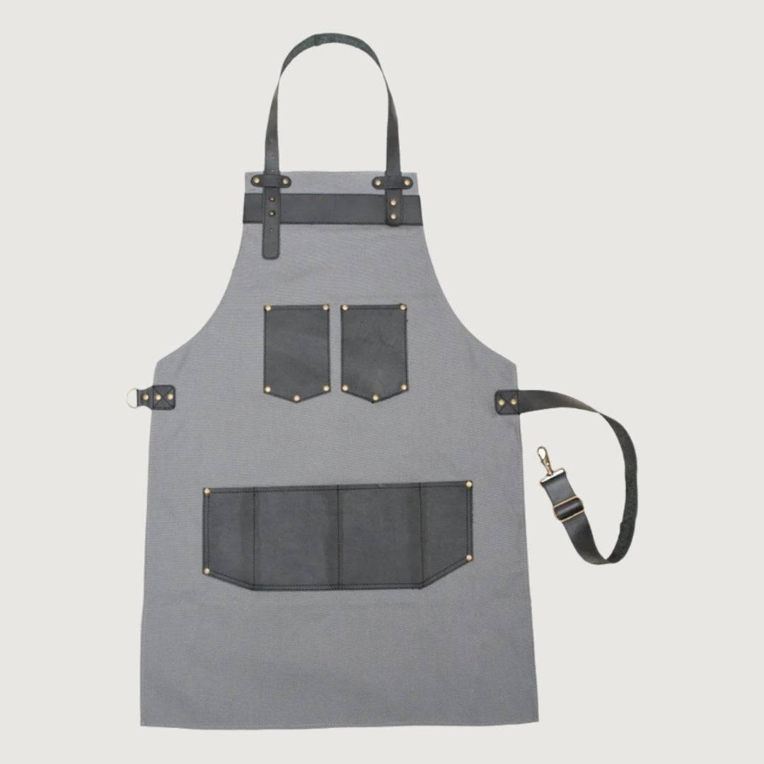 Unique Oxfordshire Grey Canvas Apron With Black Pocket Apron
