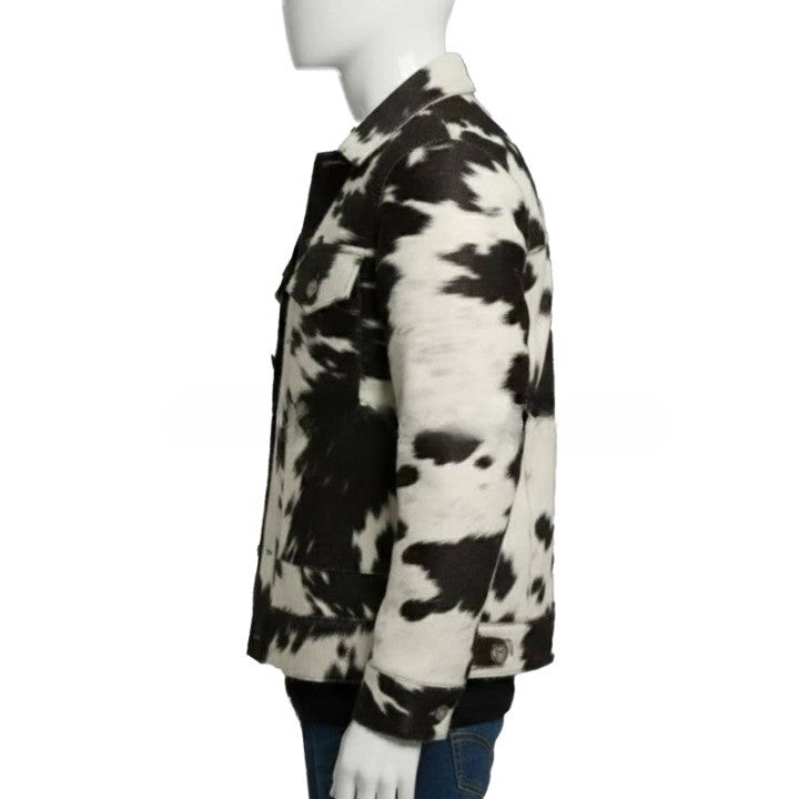 Mens Black and White Asymmetric Zip Leather Jacket with Wide Lapel  Modern Statement Outerwear