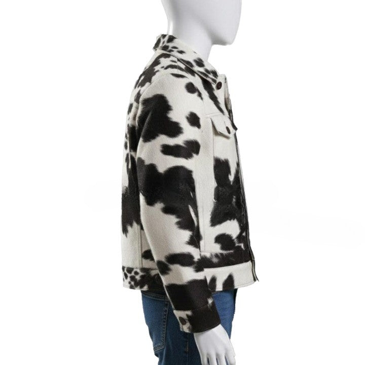 Men’s Designer Cowhide Patch Jacket – Unique Western Street Style