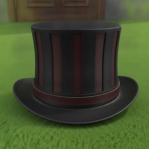 Handmade Leather Steampunk Top Hat Mad Hatter Cosplay Black  Burgundy