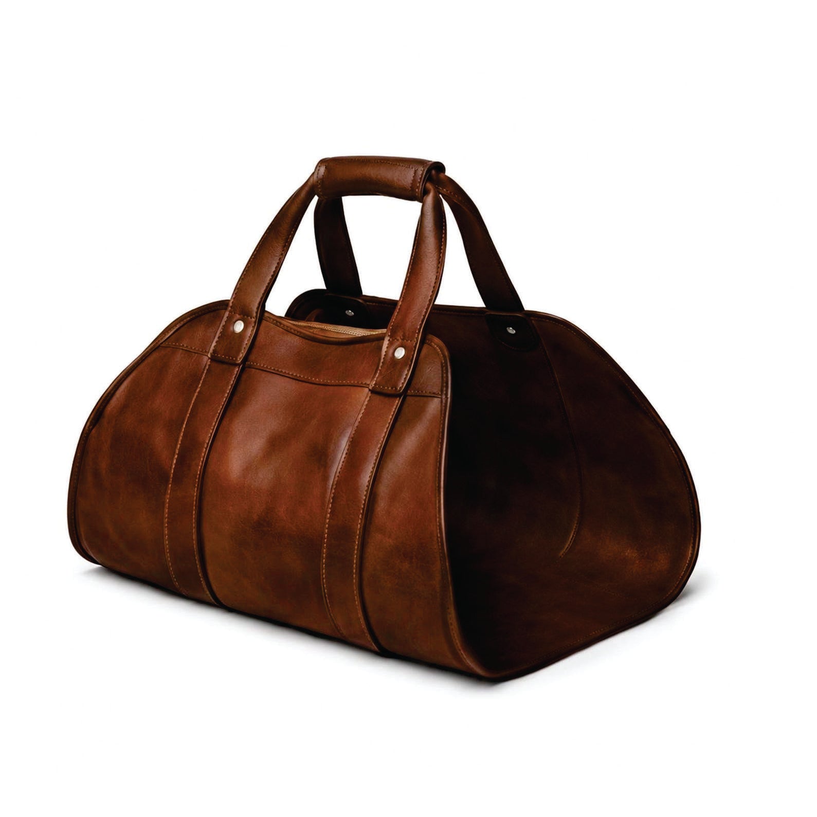 Handcrafted Vintage Brown Leather Log Carrier Bag - Wood Storage
