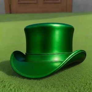 Handmade Metallic Green Steampunk Top Hat Victorian Leprechaun St Patrick Cosplay Costume Hat