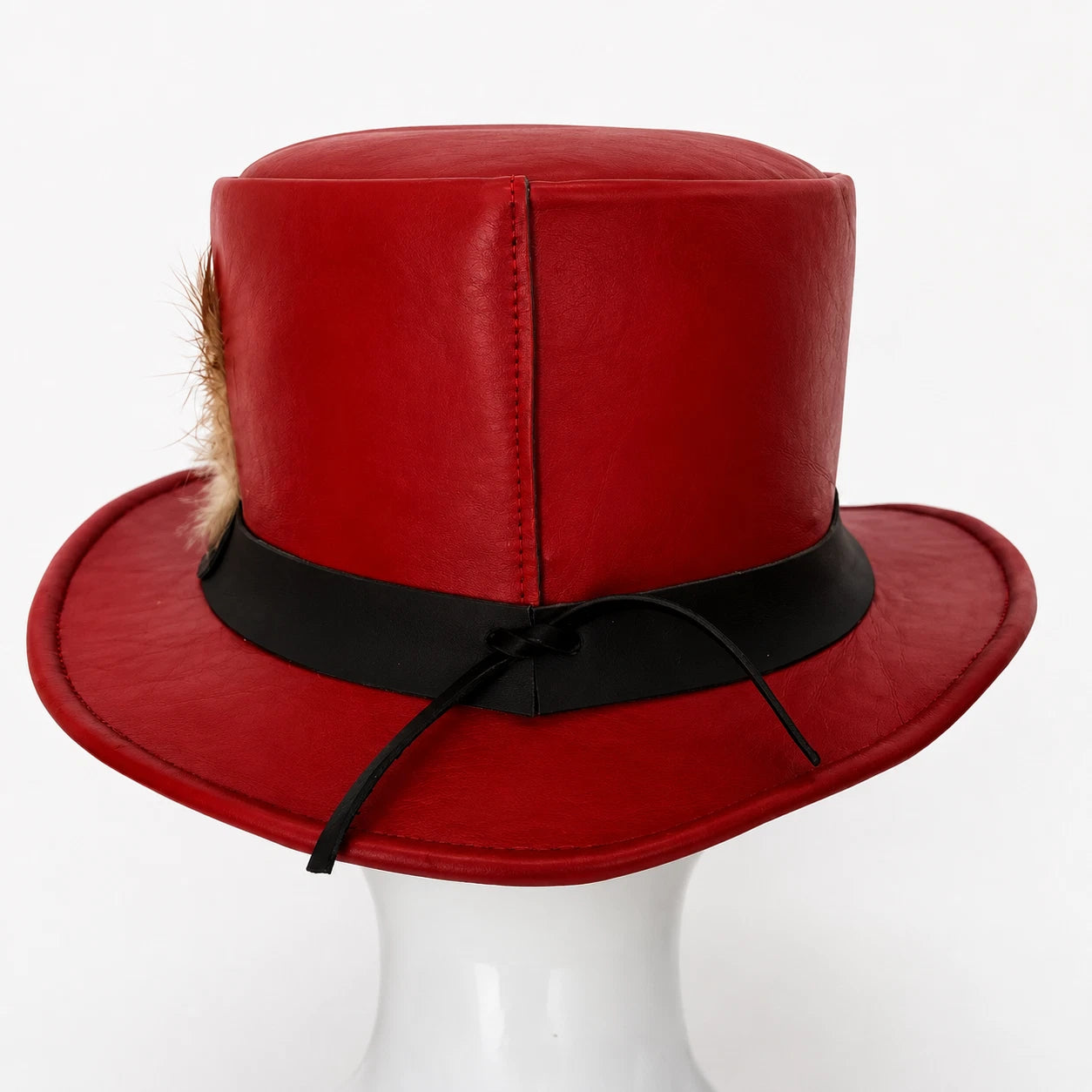 Men Women Red Leather Top Hat Steampunk Gothic Victorian Halloween Costume