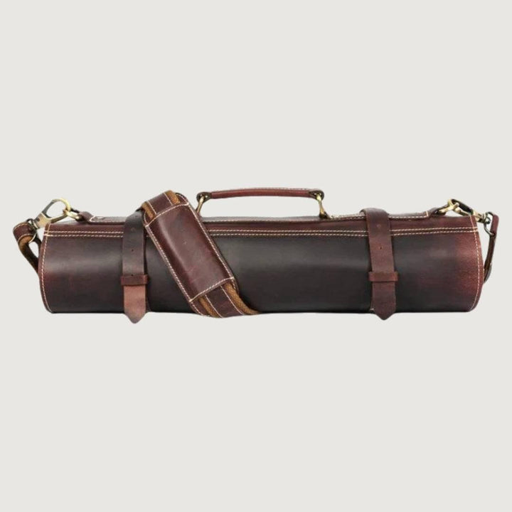 Walnut Brown Classic Leather Chef Knife Roll  10 Slots