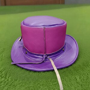 Handmade Leather Steampunk Top Hat Purple  Lilac Lace Corset Design