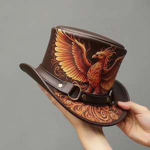 Handmade Leather Top Hat Hand Unisex Fantasy  Steampunk Headwear Steampunk Cosplay