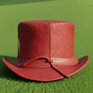 Handmade Red Leather Flame Top Hat Gothic Steampunk Skull Cosplay Festival Accessory