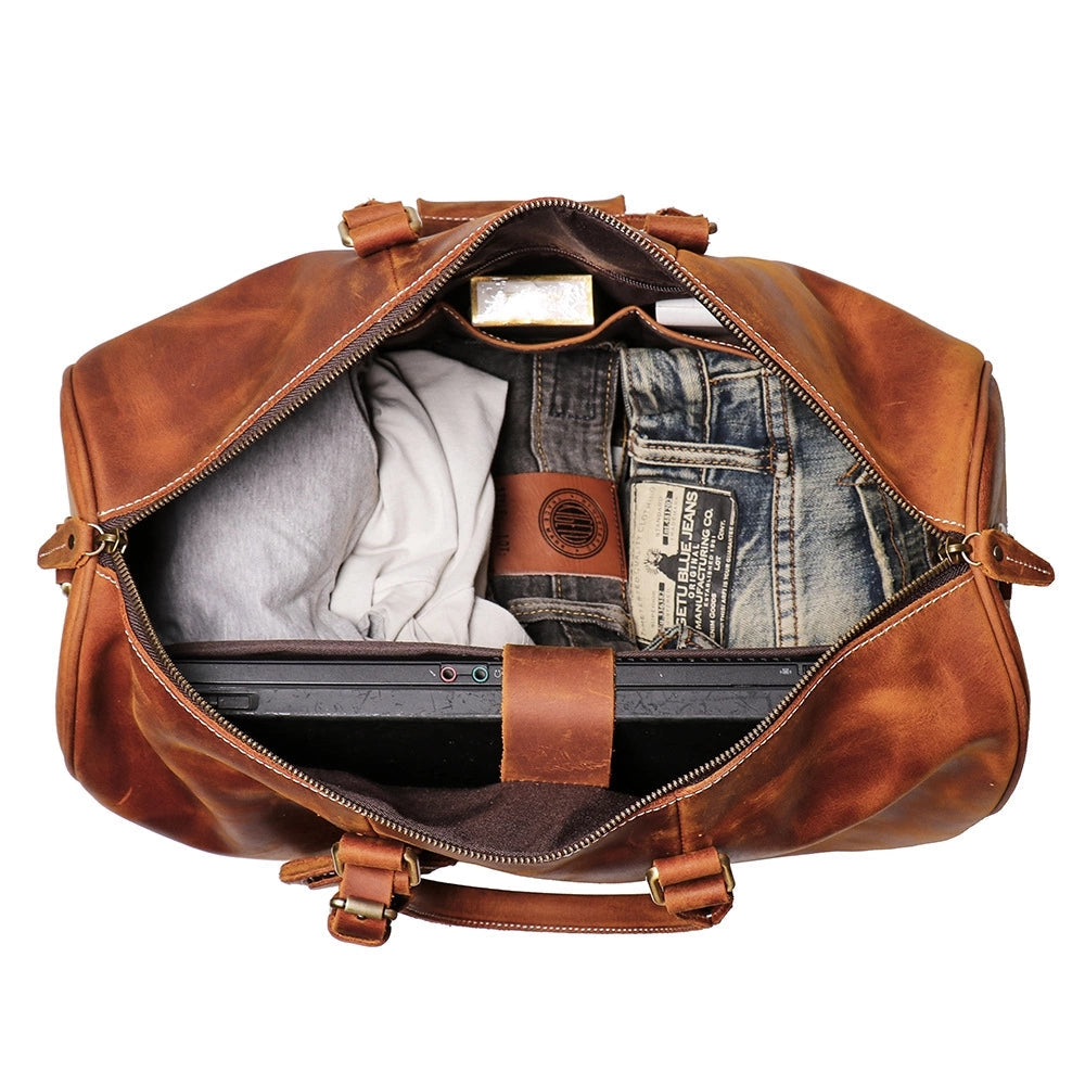 The Brandt Weekender  Small Leather Duffle Bag
