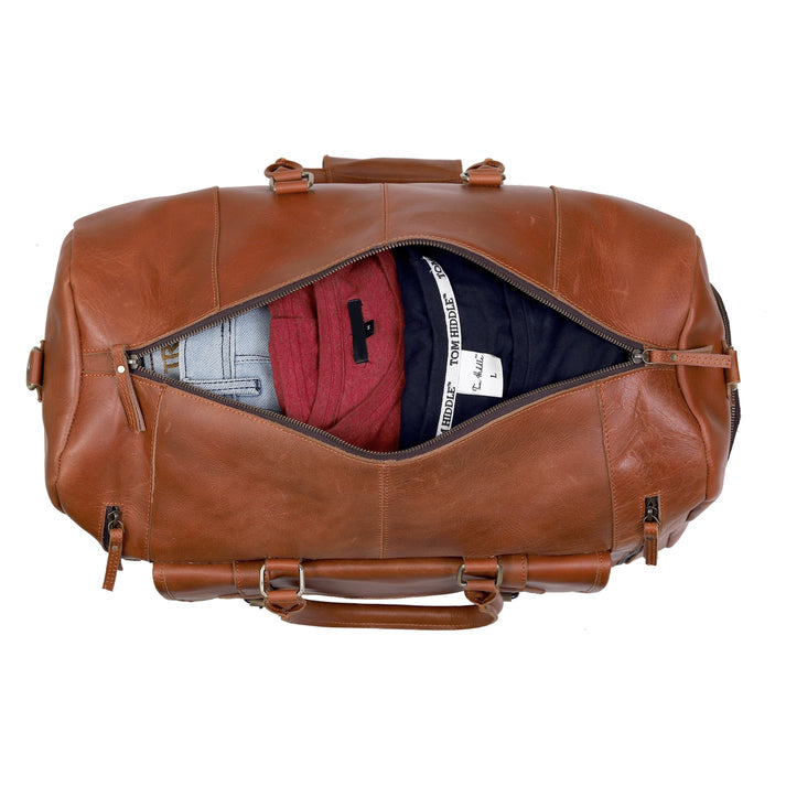 Leather Duffel Bag for Men  Tan  20 INCH