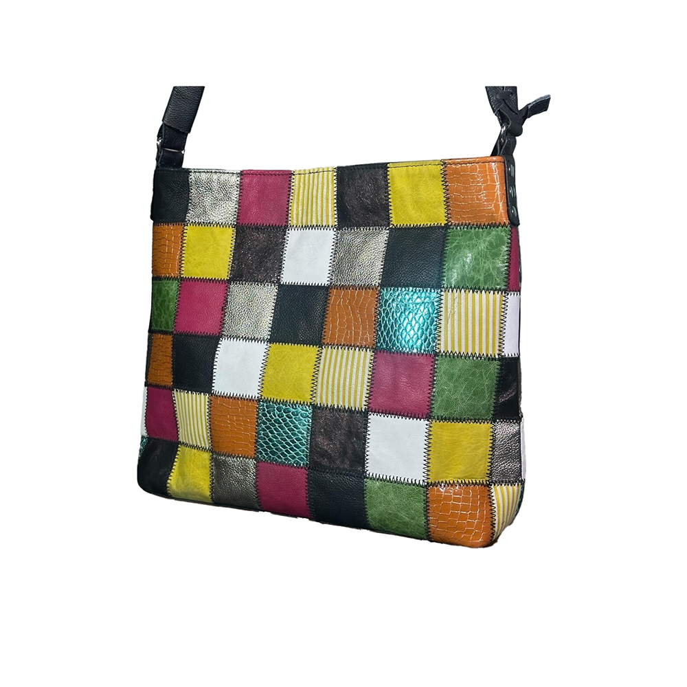 Cow Finish Leather Tote Bag Western Patchwork Bohemian Style