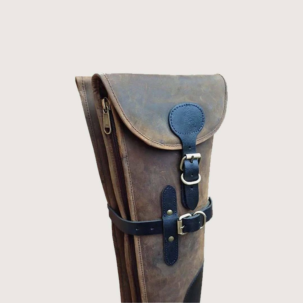Vintage Distressed Leather Shotgun Slip Case  Padded Design