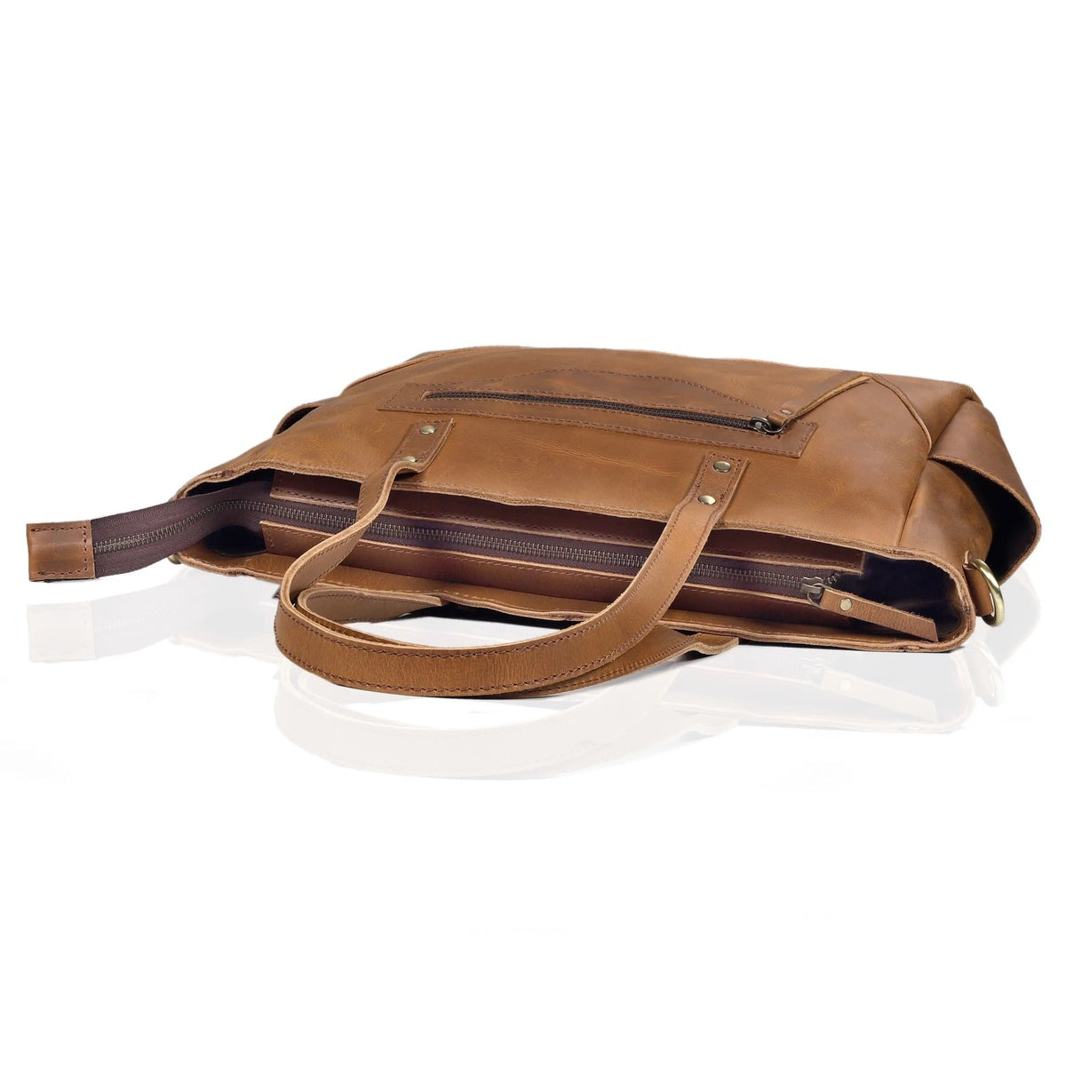 marilyn buffalo leather laptop tote bag-tan