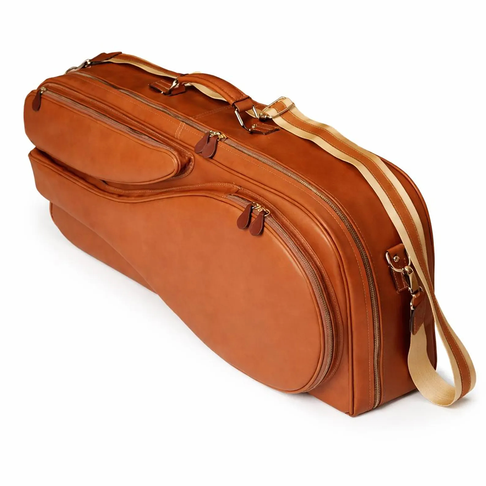 Handmade Tan Leather Tennis Racket Bag  Cowhide Duffle
