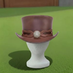 Handmade Brown Leather Steampunk Top Hat Victorian Western Festival Cosplay Hat