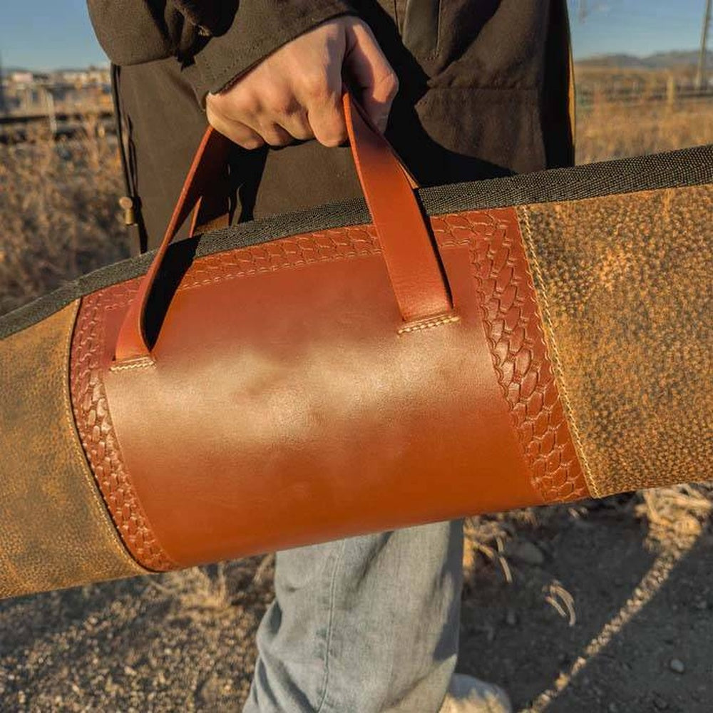 Saddle Leather Shotgun Case  Handcrafted Padded Hunting Sleeve